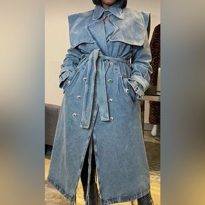 Denim Trench by Vault by Sacha worn once great quality light wash